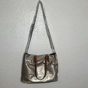 Women's‎ Metallic Gold Tote Removable Liner Crossbody Strap Snap Closure